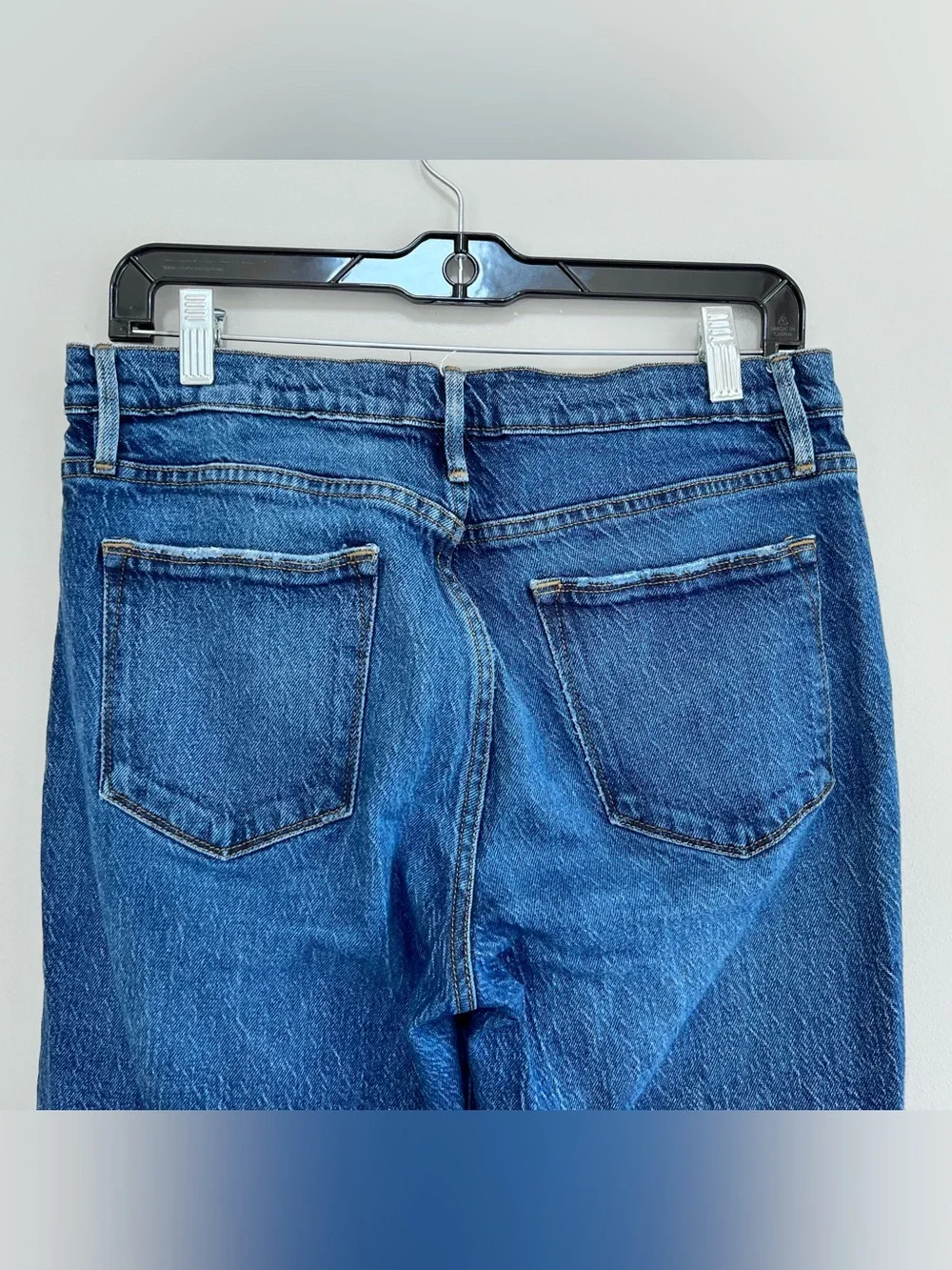 Frame Le High Straight Leg Distressed Cropped Stretch Jeans Medium Blue Wash, 29 - Picture 6 of 12